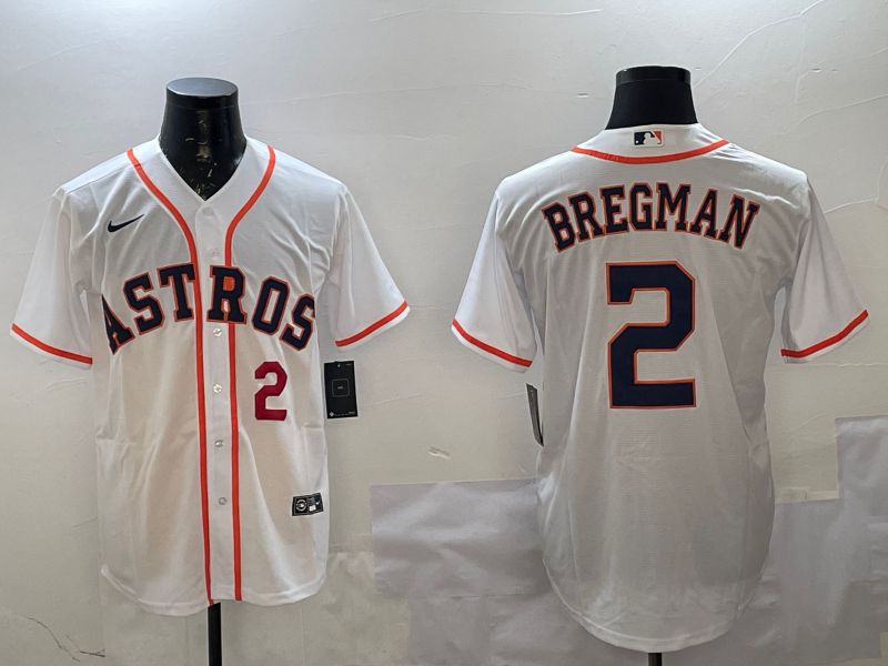 Men Houston Astros 2 Bregman White Game 2025 Nike MLB Jersey style 3